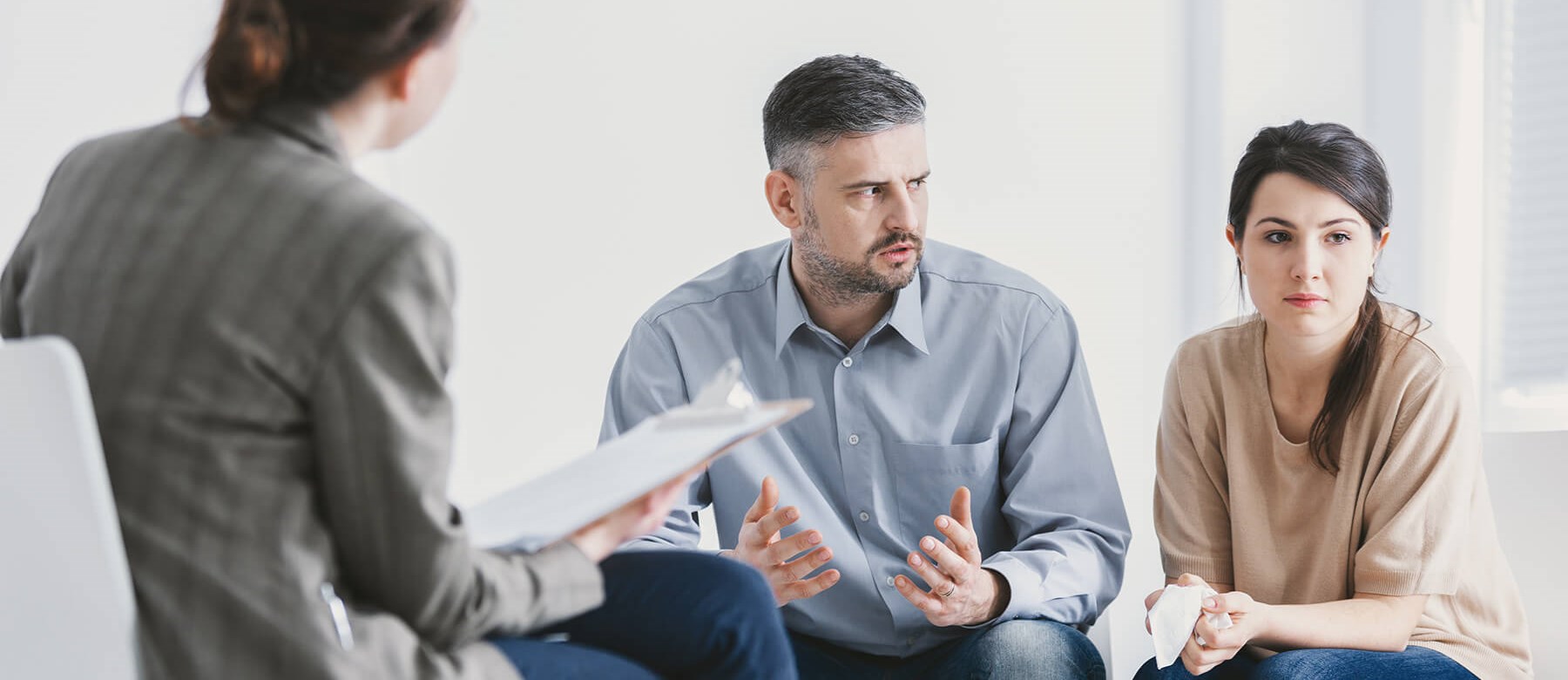 Unhappy Couple in Mediation Session